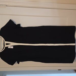 Talbots Black Midi Dress with White Trim